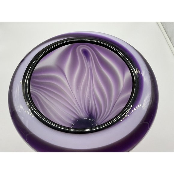 Dehanna Jones Seattle Art Glass Artist Purple Vase - Mid Century Linear Design - Picture 11 of 14